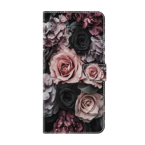 für Motorola Moto Edge Plus 2023 Hülle, Handyhülle für Motorola Moto Edge Plus 2023 Flip Case PU Lederhülle Schutzhülle Magnetverschluss Ledertasche mit Stander Function Brieftasche Tasche,Rosenblüte von KRjcsfhy