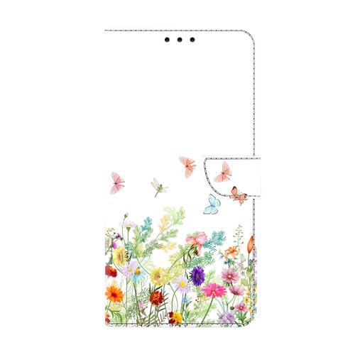 für iPhone 12 Mini/13 Mini Hülle, Handyhülle für iPhone 12 Mini/13 Mini Flip Case PU Lederhülle Schutzhülle Magnetverschluss Ledertasche mit Stander Function Brieftasche Tasche,Blumen Pflanzen von KRjcsfhy