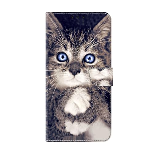 für iPhone 16 Plus Hülle, Handyhülle für iPhone 16 Plus Flip Case PU Lederhülle Schutzhülle Magnetverschluss Ledertasche mit Stander Function Brieftasche Tasche,Niedliche Katze von KRjcsfhy