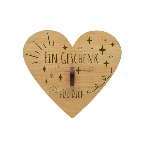 KS Laserdesign Geld Geschenkverpackung Herz Holz - ein Geschenk für Dich - Geschenkidee für Sie & Ihn | Geburtstag | Weihnachten | Valentinstag | Lieblingsmensch von KS Laserdesign