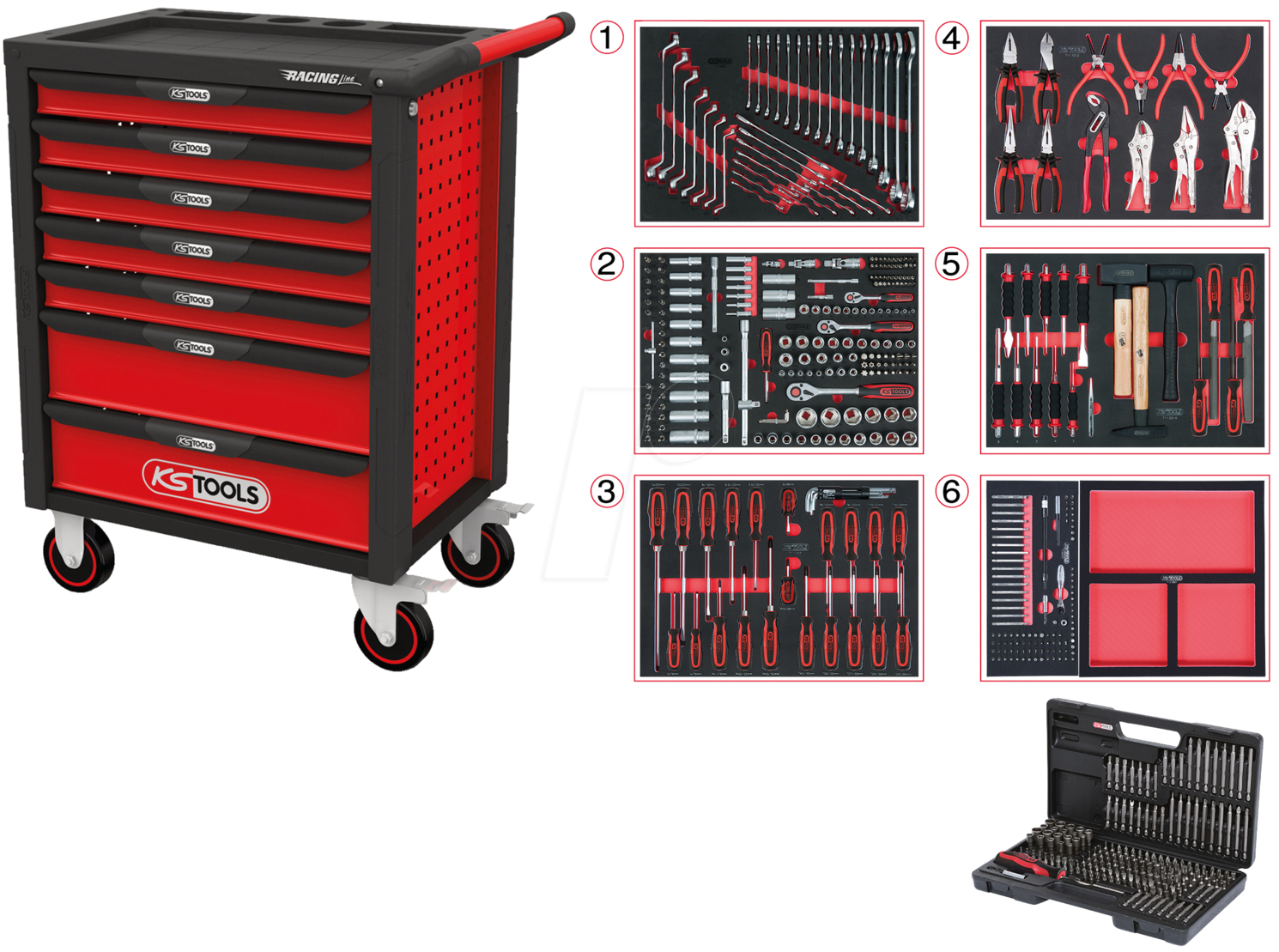 KS 826.7598 - Werkstattwagen, 7 Schubladen, 598 Werkzeuge von KS TOOLS GMBH