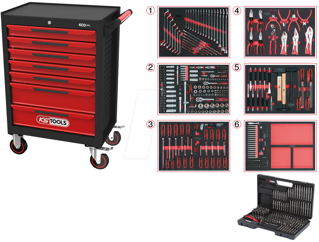 KS 897.7598 - Werkstattwagen, 7 Schubladen, 598 Werkzeuge von KS TOOLS GMBH