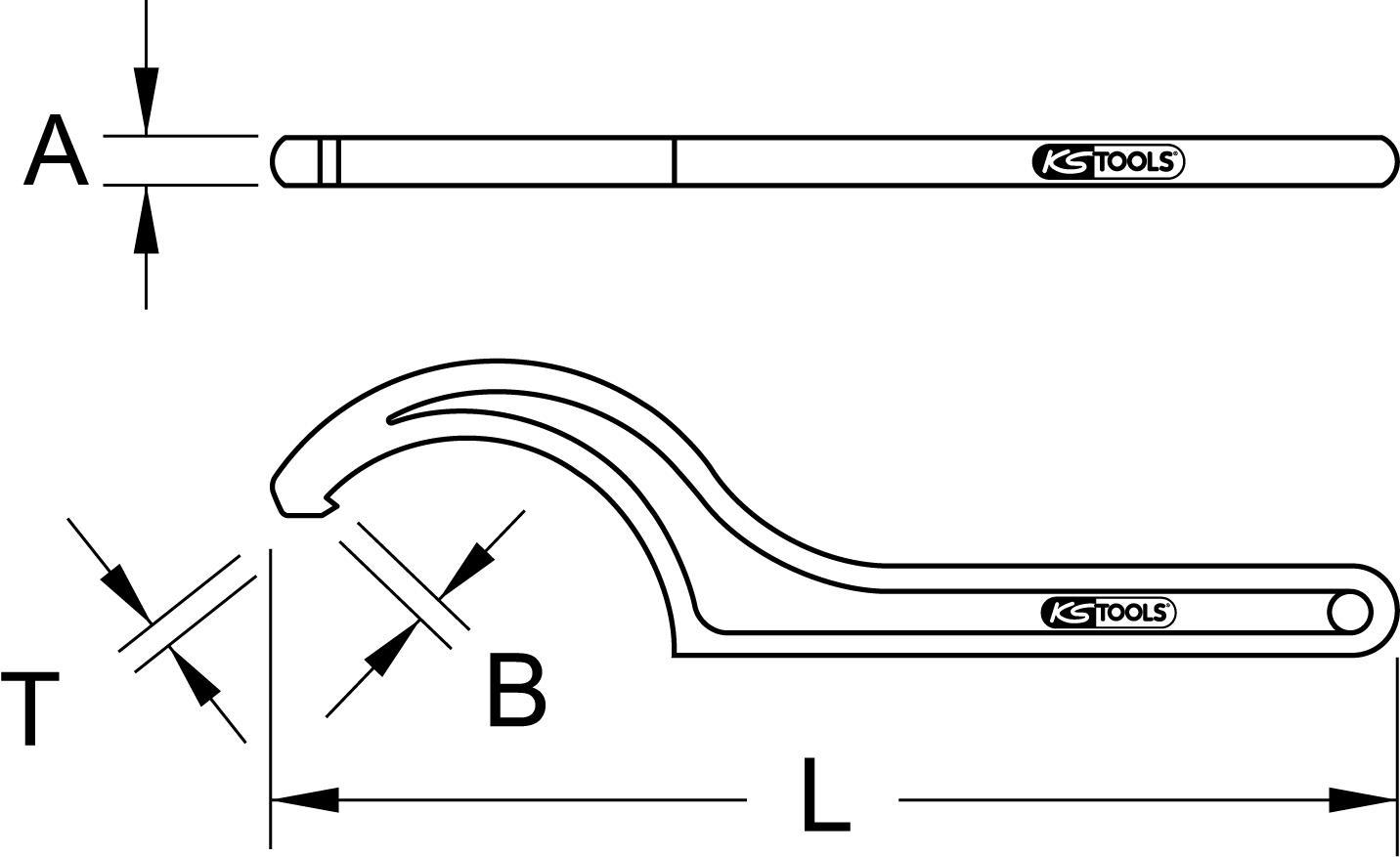 KS TOOLS Fester Hakenschlüssel mit Nase, 12-14 mm (517.1370) von KS TOOLS