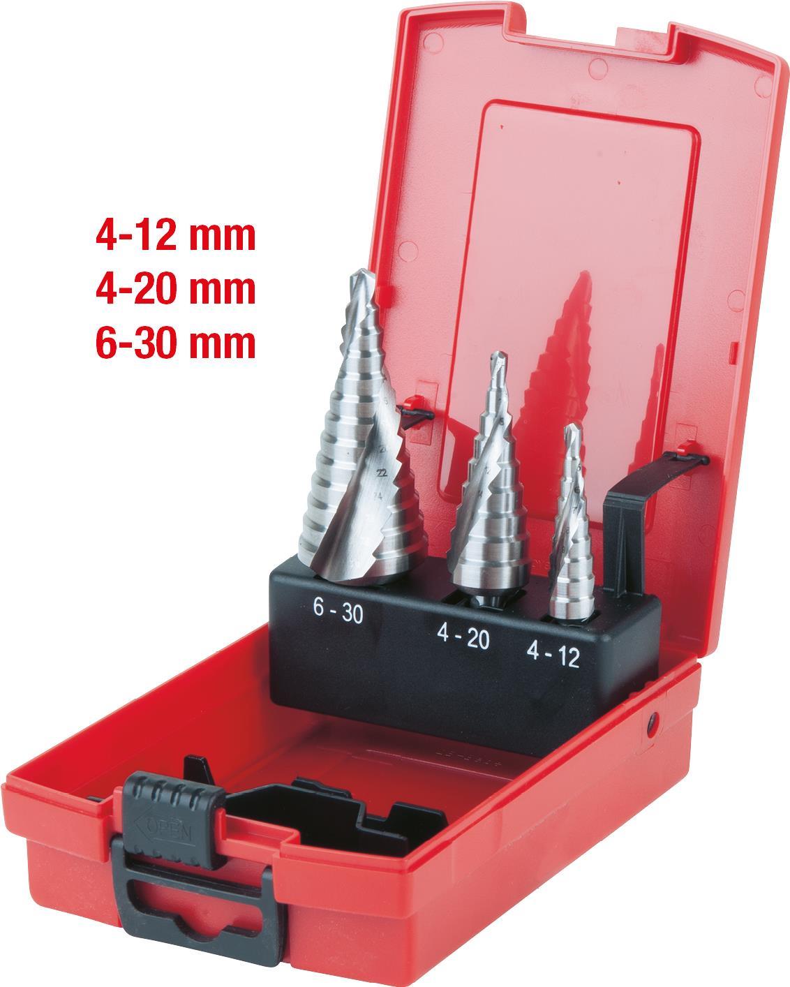 KS TOOLS HSS Co 5 Stufenbohrer-Satz, Kunststoffkassette 3-tlg. (330.2414) von KS TOOLS