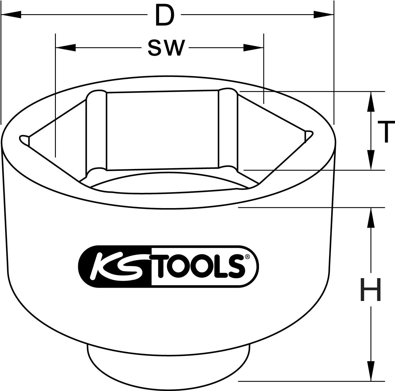 KS TOOLS Werkzeuge-Maschinen GmbH 3/4 Achsmuttern-Schlüssel, 8-kant, kurz, 190 mm (460.2740) von KS TOOLS