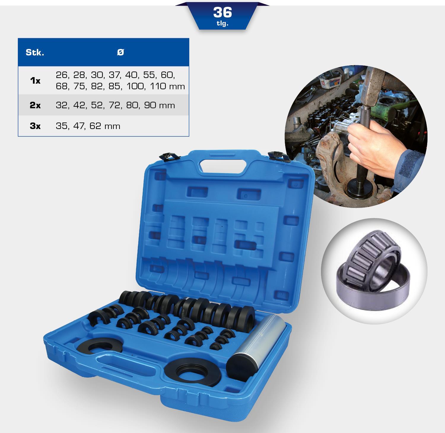 KS TOOLS Werkzeuge-Maschinen GmbH Lager-Eintreib-Satz, Nylon, 36-tlg (BT671750) von KS TOOLS