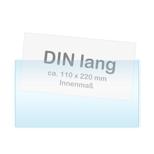 KLEBESHOP24 Selbstklebetaschen | Sichthüllen selbstklebend | Rechtecktaschen transparent | Klarsichthüllen zum Kleben (DIN lang | breite Seite offen | 100 St.) von KS24 Products