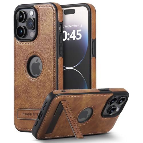 KSELF Lederhülle für iPhone 15 Pro, dünn, flexibel, weich, griffig, luxuriös, schützend, dünn mit Ständer, stoßfest, kompatibel mit iPhone 15 Pro (Braun, für iPhone 15 Pro) KSELF Lederhülle für iPhone 15 Pro, dünn, flexibel, weich, griffig, luxuriös, schützend, dünn mit Ständer, stoßfest, kompatibel mit iPhone 15 Pro (Braun, für iPhone 15 Pro) von KSELF