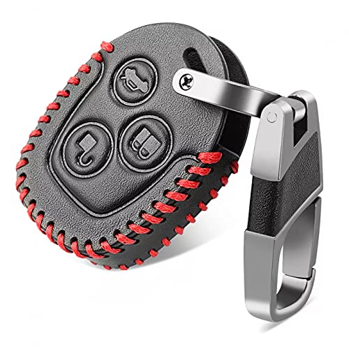 Leder Autoschlüssel Fall Abdeckung Fernbedienung Schlüsselanhänger 3 Tasten passend für Ford Focus mk2 Fiesta MK7 Mk5 Mk6 Fusion Mondeo Mk3 Transit StreetKa von KSHSAA