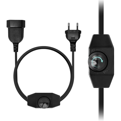 KSIBNW LED Dimmer mit Schalter, 2 Meter Kabel Dimmer (Stecker + Buchse) für Led Lampen 230V EU Dimmen Verlängerungskabel Drehdimmer Geräuschlos Dimmschalter Schnur für LED Leuchtmittel, Schwarz von KSIBNW
