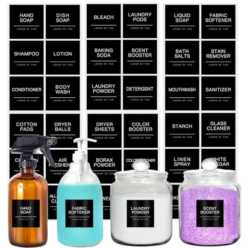 KSIWRE Wäsche-Etiketten für Gläser, minimalistische Wäscheaufkleber für Behälter, wasserdicht, vorgedruckte Organisationsetiketten für Badezimmer und Waschküche, Schwarz, 36 Stück KSIWRE Wäsche-Etiketten für Gläser, minimalistische Wäscheaufkleber für Behälter, wasserdicht, vorgedruckte Organisationsetiketten für Badezimmer und Waschküche, Schwarz, 36 Stück von KSIWRE