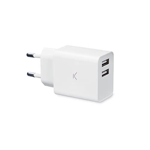 KSIX bxcdu2u – Netz-Ladegerät mit 2 USB Ports (2.4 A), weiß von KSIX smart your tech