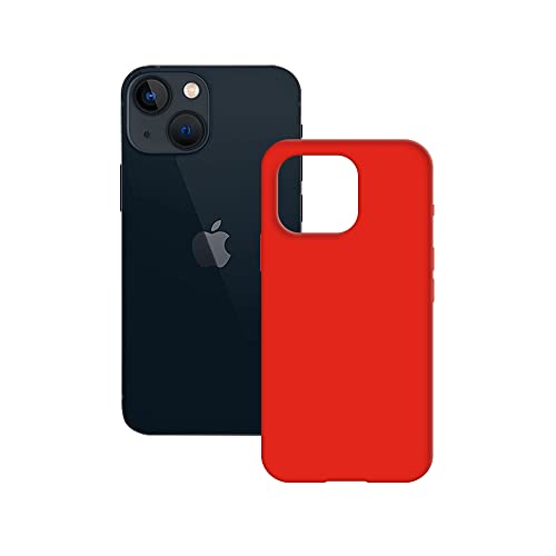 KSIX smart your tech Schutzhülle für iPhone 14, rutschfest, Mikrofaser, kompatibel mit kabellosem Laden, Rot von KSIX smart your tech