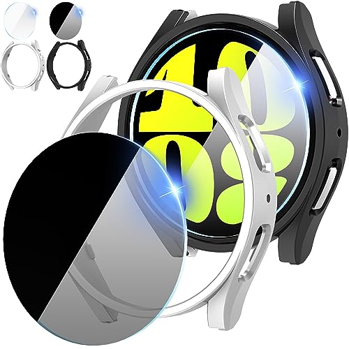 KSKSPE 2+2 Stück für Samsung Galaxy Watch 6 40mm Hülle*2+High Definition Displayschutzfolie*1+Anti Spy Displayschutzfolie*1,Hard PC Ultradünne Hohle Schutzhülle für Samsung Galaxy Watch 6 40mm von KSKSPE