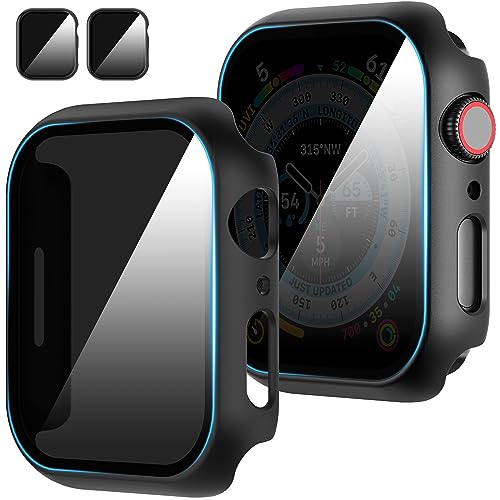 KSKSPE 2 Stück Hülle für Apple Watch Ultra 2/Series 9 8 7 6 5 4 SE Panzerfolie Schutzhülle Anti Spy,Hard PC Rundum Ultradünne Schutz Case für Apple Watch 49mm 45mm 44mm Privatsphäre Displayschutz von KSKSPE