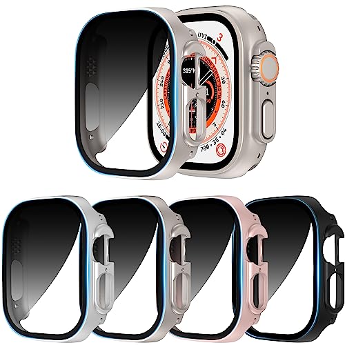 KSKSPE 4 Stück Hülle für Apple Watch Ultra 2/Series 9 8 7 6 5 4 SE Panzerfolie Schutzhülle Anti Spy,Hard PC Rundum Ultradünne Schutz Case für Apple Watch 49mm 45mm 44mm Privatsphäre Displayschutz von KSKSPE