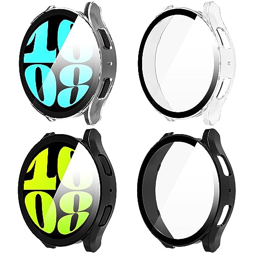 KSKSPE 4 Stück Hülle für Samsung Galaxy Watch 6 40mm Hartglas Schutzhülle,Hard PC Ultradünne Glas Schutz Case Rundum Displayschutz für Samsung Galaxy Watch 6 40mm Schutzhülle von KSKSPE