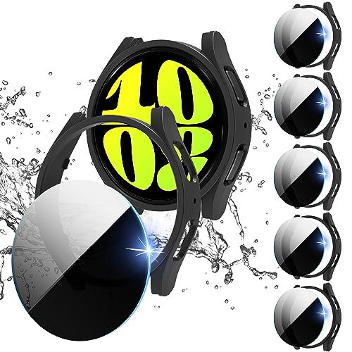 KSKSPE 5+5 Stück für Samsung Galaxy Watch 6 40mm Hülle*5+Anti Spy Displayschutzfolie*5,Hard PC Ultradünne Hartglas Schutzhülle für Samsung Galaxy Watch 6 40mm Case von KSKSPE