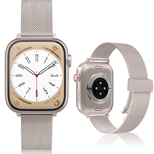 KSKSPE Armband für Apple Watch 49mm 45mm 44mm 42mm 41mm 40mm 38mm,Magnet Classic Upgrade Verzinktes Metall Mesh Schnalle Ersatzarmband für Apple Watch Ultra/Series 8 7 6 5 4 3 2 1 SE von KSKSPE