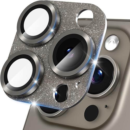 KSKSPE Kamera Schutzfolie für iPhone 15 Pro/15 Pro Max Kameraschutz,HD Gehärtetes Glas Kamera Schutz Aluminiumlegierung Blinkpulver Verzierung für iPhone 15 Pro/15 Pro Max Camera Protector von KSKSPE