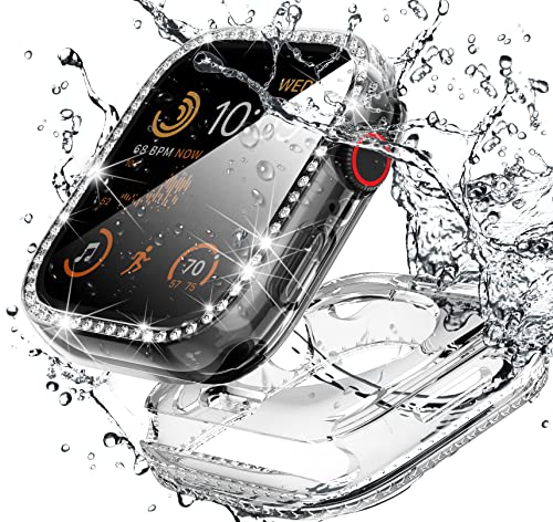KSKSPE Schutzhülle für Apple Watch Series 8/7/6/5/4/SE 2/SE Schutz Hülle,360°PC Ultradünne Wasserdicht Hartglas Rückseite Stoßfeste Displayschutz für Apple Watch 45mm 44mm 41mm 40mm Case von KSKSPE