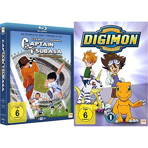 Captain Tsubasa - Die tollen Fußballstars (Limited Gesamtedition) (Episode 01-128) (2 Disc Set) [Blu-ray] & Digimon Adventure 01 (Volume 1: Episode 01-18) [3 DVDs] von KSM