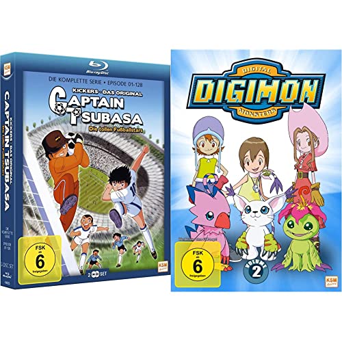 Captain Tsubasa - Die tollen Fußballstars (Limited Gesamtedition) (Episode 01-128) (2 Disc Set) [Blu-ray] & Digimon Adventure 01 (Volume 2: Episode 19-36) [3 DVDs] von KSM