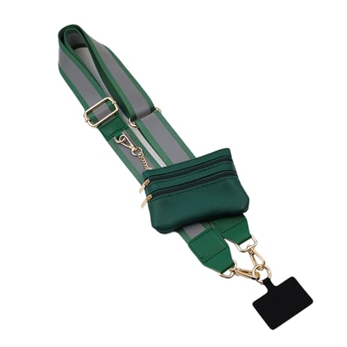 KSOPUERT Reflektierende Clip und Go Strap Crossbody Telefon Kette mit Reißverschluss Brieftasche Pouch Verstellbare Lanyard Wristband Handykette Universal Tasche (Reflektierend Dunkelgrün) von KSOPUERT