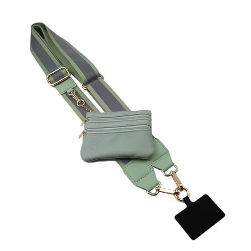 KSOPUERT Reflektierende Clip und Go Strap Crossbody Telefon Kette mit Reißverschluss Brieftasche Pouch Verstellbare Lanyard Wristband Handykette Universal Tasche (Reflektierend Hellgrün) von KSOPUERT