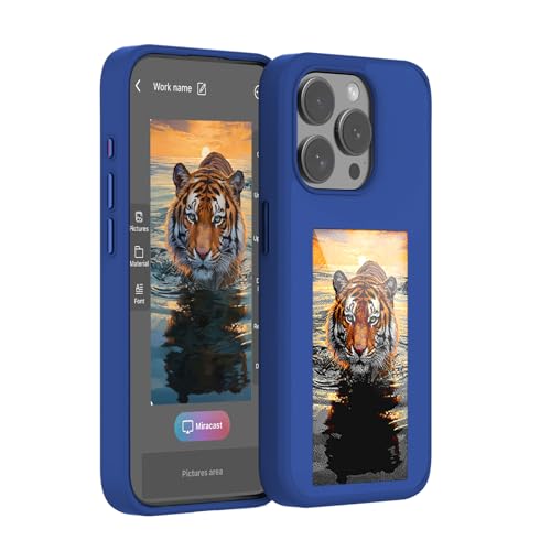 KSOPUERT Verbesserte Smartphone Hülle mit 4 Farben und e Ink Bildschirm unterstützt NFC Übertragung DIY personalisierte Bild/Foto/Textanzeige passend für iPhone 14 Pro Max(Blau) von KSOPUERT