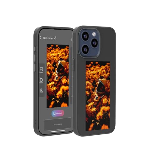 KSOPUERT Verbesserte Smartphone Hülle mit 4 Farben und e Ink Bildschirm unterstützt NFC Übertragung DIY personalisierte Bild/Foto/Textanzeige passend für iPhone 14 Pro Max(Dunkelgrau) von KSOPUERT
