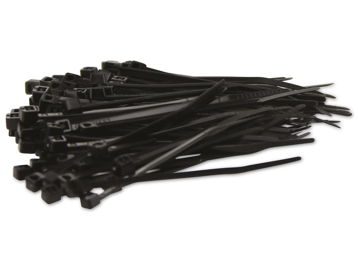 KSS Kabelbinder-Sortiment Polyamid 6.6, schwarz, 75x2,4, UV-beständig, 100 Stück von KSS