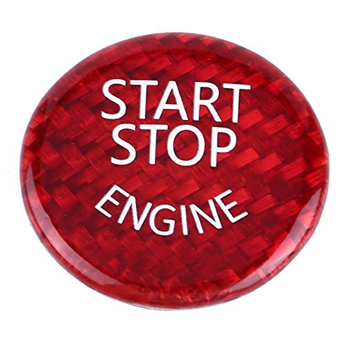 KSTE Motor Start Stop, Starter Schalter Für, Red Carbon-Faser-Auto-Motor-Start-Stop-Taste Schalter-Abdeckung for 1-7 Serie X1 X3-X6 von KSTE