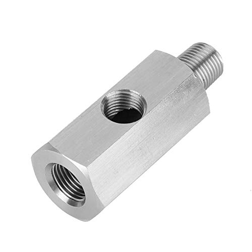 KSTE T Adapter, Edelstahl M10 Öldruckgeber T auf NPT Adapter Turbo Versorgung, 0 - 6 bar, 2x5x2 cm, Sensoradapter für Turbolader-Öldruckgeber, Auto, Turbolader, Öl Druck Überwachung von KSTE