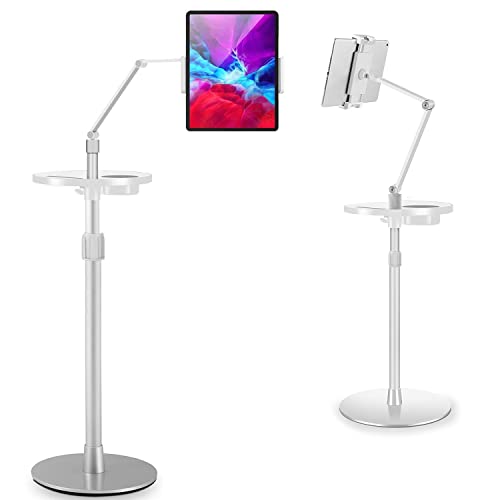 Ständer für iPad, Boden, Tablet-Ständer, Multi-Winkel, kompatibel mit 11.9,32.8 cm (4.7,12.9 Zoll) Bildschirmen Microsoft Surface Pro, iPhone, iPad Serie, iPad Pro, Nintendo Switch, Kindle (Silber) von KSW KINGDO