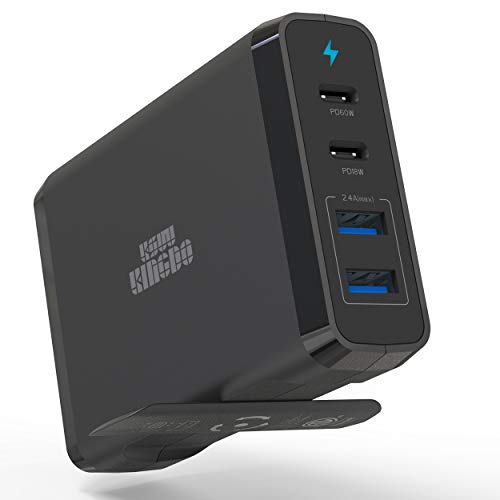 USB C Ladegerät 75W Dualer Type-C PD & 2 USB 3.0 Ports Reise-Lade-Adapter mit 60W 18W kompatibel mit 2018 Mac Book Air, 2018 Mac Book Pro, iPad Pro, iPhone 11/11 Pro Max/Xs Max und mehr von KSW KINGDO