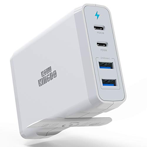 USB C Ladegerät 75W Dualer Type-C PD & 2 USB 3.0 Ports Reise-Lade-Adapter mit 60W 18W kompatibel mit 2018 Mac Book Air,2018 Mac Book Pro, iPad Pro, iPhone 11/11 Pro Max/Xs Max und mehr von KSW KINGDO