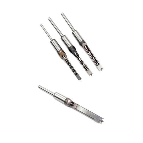 KSeSii 4-teiliges HSS-Spiralbohrer-Vierkantbohrer-Steckmeißel-Bohrer-Set Vierkantloch-Holzbearbeitungs-Bohrer-Werkzeug-Kit-Set Erweiterte Säge KSeSii 4-teiliges HSS-Spiralbohrer-Vierkantbohrer-Steckmeißel-Bohrer-Set Vierkantloch-Holzbearbeitungs-Bohrer-Werkzeug-Kit-Set Erweiterte Säge von KSeSii