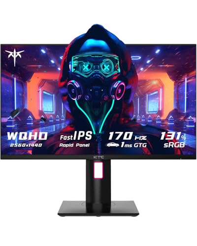 KTC 27-Inch 2K Gaming Monitor, 180Hz Refresh Rate, QHD 2560 * 1440 Fast IPS Screen, 1ms, 124% SRGB, FreeSync G-SYNC, Full HD, VESA Mount von KTC