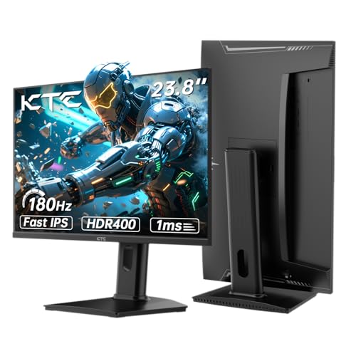KTC Gaming Monitor, WQHD 2K (2560 x 1440) 180Hz 144Hz Monitor 24 Zoll mit 1ms Fast-IPS-Panel, HDR 400, G-Sync, FreeSync, 400 cd/m² Helligkeit, Verstellbarer Ständer für vertikale und VESA (100x100 mm) von KTC