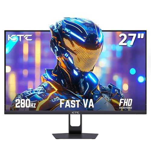 KTC Gaming Monitor 27 Zoll, 280Hz 1ms GTG FHD VA Panel, FreeSync & G-Sync 126% sRGB Blaulicht Reduktion PC Bildschirm, HDR VESA DP 280Hz HDMI 144Hz USB H27E22P von KTC