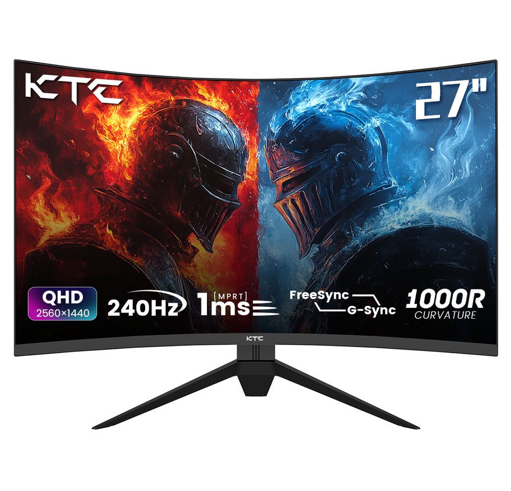 KTC H27S25E 27 INCH QHD 240HZ Gaming-Monitor (2560 x 1440 px, 2k QHD, mit 2K QHD High Resolution und 1000R Krümmung) von KTC