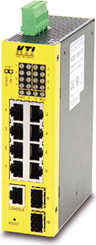 KTI KGS-1060-HP 10-Port Ind.Giga PoE-Sw. DIN Rail, 8x RJ45, 2x 100/1000SFP (KGS-1060-HP) von KTI NETWORKS