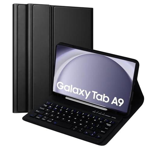 KTOITION Schutzhülle mit Tastatur für Samsung Tab A9 8,7 Zoll, Bluetooth-Tastatur, abnehmbar, für Samsung Galaxy Tab A9 2023, Schwarz KTOITION Schutzhülle mit Tastatur für Samsung Tab A9 8,7 Zoll, Bluetooth-Tastatur, abnehmbar, für Samsung Galaxy Tab A9 2023, Schwarz von KTOITION