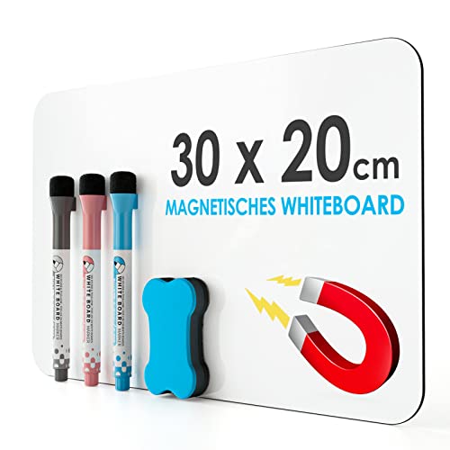 KTRIO A4 Whiteboard Magnetisch für Kühlschrank, Magnettafel Kühlschrank Weiße Magnetfolie Abwischbarer Magnettafel mit Stiften und Schwamm für Kühlschrank Metalloberfläche,30 * 20cm von KTRIO