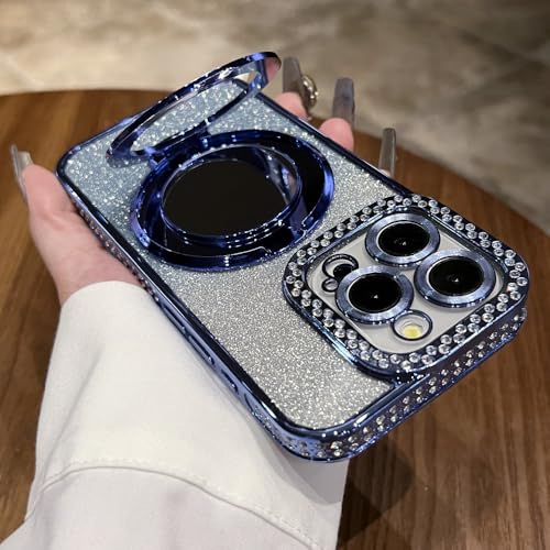 KTUCN Glitzernde Make-up-Spiegel-Handyhülle mit magnetischem Ständer für iPhone 15 14 13 12 11 Pro Max Bling Gradient Plating Diamond Cover, Blau, Für iPhone 15 ProMax KTUCN Glitzernde Make-up-Spiegel-Handyhülle mit magnetischem Ständer für iPhone 15 14 13 12 11 Pro Max Bling Gradient Plating Diamond Cover, Blau, Für iPhone 15 ProMax von KTUCN
