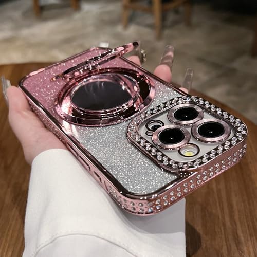 KTUCN Glitzernde Make-up-Spiegel-Handyhülle mit magnetischem Ständer für iPhone 15 14 13 12 11 Pro Max Bling Gradient Plating Diamond Cover, Pink, für iPhone 14 Pro KTUCN Glitzernde Make-up-Spiegel-Handyhülle mit magnetischem Ständer für iPhone 15 14 13 12 11 Pro Max Bling Gradient Plating Diamond Cover, Pink, für iPhone 14 Pro von KTUCN
