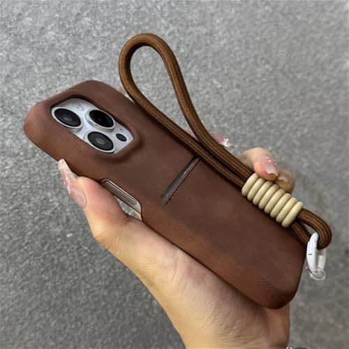 KTUCN Leder-Lanyard-Handgelenkschlaufe, Brieftasche, Kartenhalter, Hülle für iPhone 16 12 13 14 15 Pro Max Plus, Handy-Geldbörse, braun, für iPhone 14 Pro KTUCN Leder-Lanyard-Handgelenkschlaufe, Brieftasche, Kartenhalter, Hülle für iPhone 16 12 13 14 15 Pro Max Plus, Handy-Geldbörse, braun, für iPhone 14 Pro von KTUCN