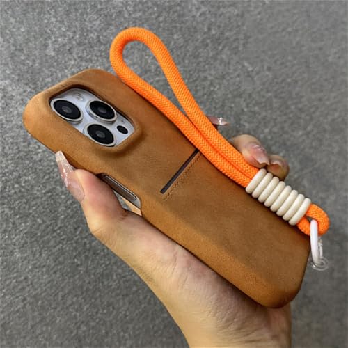 KTUCN Leder-Lanyard-Handgelenkschlaufe, Brieftasche, Kartenhalter, Hülle für iPhone 16 12 13 14 15 Pro Max Plus, Handy-Geldbörsenhülle, orange, für iPhone 16 KTUCN Leder-Lanyard-Handgelenkschlaufe, Brieftasche, Kartenhalter, Hülle für iPhone 16 12 13 14 15 Pro Max Plus, Handy-Geldbörsenhülle, orange, für iPhone 16 von KTUCN