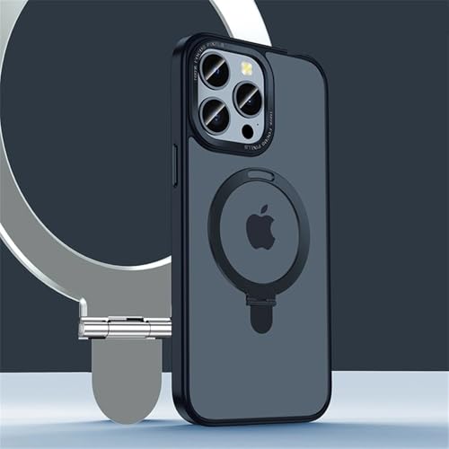 KTUCN Magnetischer Ringhalter für kabelloses Ladeetui für iPhone 15 14 12 13Pro Max Plus Stoßstange Stoßfeste Metallhalterungsabdeckung, Schwarz, Für iPhone 14 von KTUCN